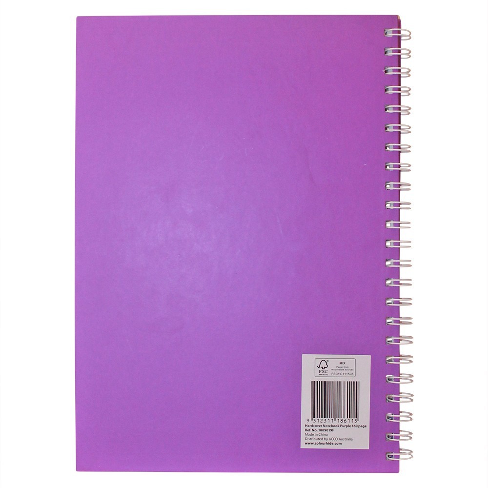 1pce Purple ColourHide A4 Hardcover Notebook 160 Page