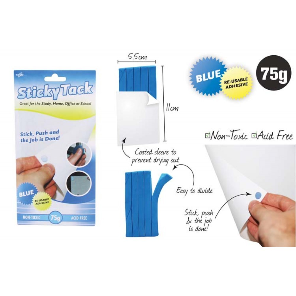 1 x Pack of Blue Sticky Tack 75g. NonToxic. Office Supplies. Back to