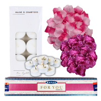 Romantic Decoration Kit for Valentines Day, Pink Rose Petals, Incense, Candles