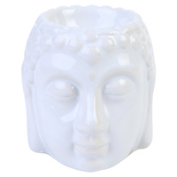 1pce 8.5cm Buddha Head Oil Burner White Glazed Ceramic