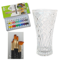 Glass Painting Kit with Brushes, 23cm Glass Vase & Paint DIY Kids Art Project