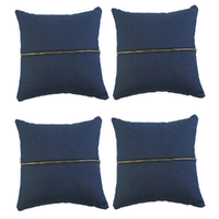 4x Cushions Set Denim Blue Chunky Zip Feature with Insert 45cm Square