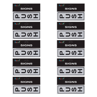 10pce Push Brushed Steel 18cm Signs Set Black/Silver For Workplace/Business Door