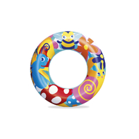 Inflatable Swim Ring 1pce Bee & Flower Theme 56cm/22" Diameter Kids Pool Toy