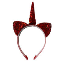 1pce Red Sequin Unicorn/Cat Ears Headband, Kids Dress Up Costume Accessory