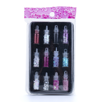 12pce Mini Glitter Mix Ins Assorted Colourful In Glass Bottle Epoxy Resin Intro Set