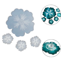 4pce Flower Plate & Coaster Silicone Molds Set For Epoxy Resin DIY Home Decor