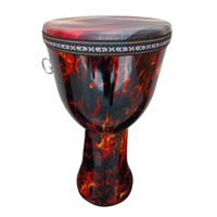 40cm Bongo Drum Red Fire Flame Djembe Vegan Synthetic Skin Polymer Shell Musical