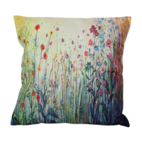 Grass & Flowers Cushion With Insert Features Rear Zip 45cm x 45cm
