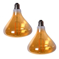 Pair of Edison LED Light Globes Bulged 4 Watt Filament Bulbs 16cm, Set of 2