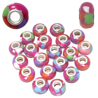 Hot Pink Funky Retro Beads For Bracelets & Necklaces Jewellery Making 20pce Pack