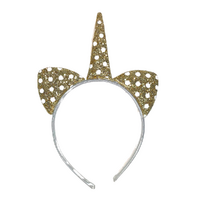 Shiny Polka Dot Gold Cat Ears Headband, Dress Up Costume Accessory Kids Plastic