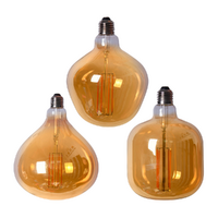 Trio of Cube Style Edison LED Light Globes Mixed Set, Bulbs Display Bundle