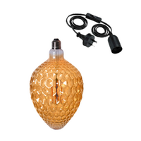 Honeycomb Edison LED Light Globe & Power Cord Plug In 1.8m E27 4 Watt Bulb 25cm