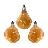 Trio of Irregular Style Edison LED Light Globes Mixed Set, Bulbs Display Bundle