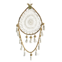 Dream Catcher 95cm Teardrop Rattan with Twisted Bamboo Frame / Beads, Pompoms