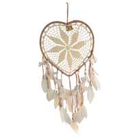 Dream Catcher 34cm Star Natural Heart Round Doily Boho with Feathers Hand Made