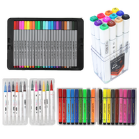 66pce Colour Pens & Markers Set Fine Liners, Highlighters, Dual Tip Alcohol Based School Bundle