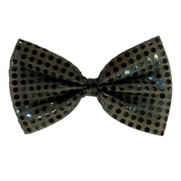 1pce Jumbo Sequined Bow Tie - 10x18cm Kids or Adults Parties and Fancy Dress - Black