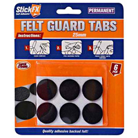 6pce Self-Adhesive Felt Guard Tabs - 25mm Furniture Floor Scratch Protector
