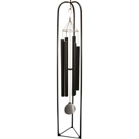 165cm Grand Hand Tuned Wind Chime with 180cm Premium Modern Stand, Black and Silver