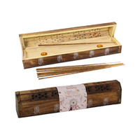 1pce 30cm Incense Box Holder Sweet Dreams Brown/Natural Decor Wooden Coffin
