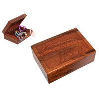 1pce 18cm Elephant Carved Wooden Box, Jewellery Storage, Boho Style
