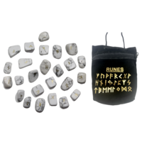 Howlite Rune Stone in Black Velvet Pouch with Instructions Crystal Meditation