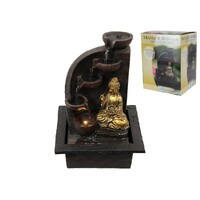 31cm Gold Buddha Water Fountain Statue with Light, Indoor or Outdoor