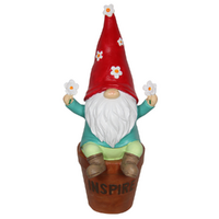 Gnome in Flower Pot Inspirational Inspire Pot Red 20cm Resin 1pce