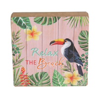 Tropical Toucan Bird Plaque Hanging or Standing Sign 12x12cm Wooden 1pce