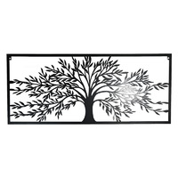 99cm Tree Of Life Metal Wall Art Black Rectangle Easy Hanging Outdoor Safe
