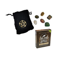 7pce Salem's Spell Wellness Witch Stones Gift Pack with Velvet Bag, Cast Chart
