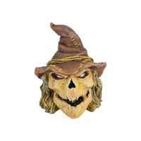 1pce 20cm Realistic Scarecrow Skull With Wizard Hat Resin Home Decor