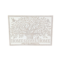 Home Sweet Home Plaque Inspirational Sign 40cm Tree of Life White Mdf Wall Art