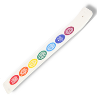 Incense Holder White with Colour Chakras Theme 25cm Length 1pce