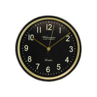 29cm Clock Simple Design Black & Gold Accents Glass Face Home Wall Art