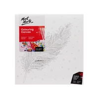 Mont Marte Colouring In Canvas Feather Print 30cm Stretched Frame DIY Painting