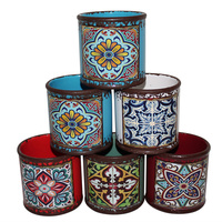 1pce Turkish/Urban Inspired Ceramic Flower Pot Flower Pot Round Design 10x10cm