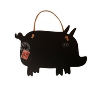 30cm Piglet Blackboard Hanging By Rope With French Themed Stamp & Detail