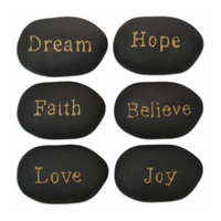 Inspirational Stone Rock Black & Gold with Wording 12cm 1pce