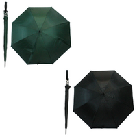 2pce 122cm Golf Umbrella Black & Green Large Automatic Open Waterproof Easy Carry