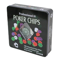 Professional Poker Game Gift Set with Chips & Cards in Tin Box 103pce