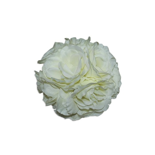 2x Flower Balls Set Small Beige Polyester Rose 16cm