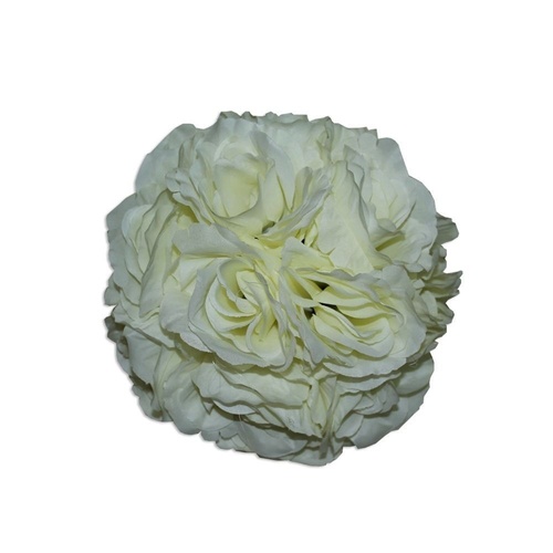 2x Cream 20cm Polyester Rose Flower Ball Hangable Weddings