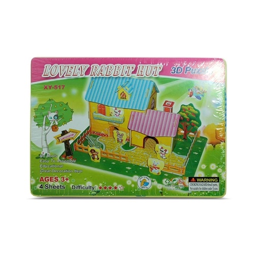 Kids 3D Jigsaw Puzzle Rabbit Hut House Educational & Fun Game