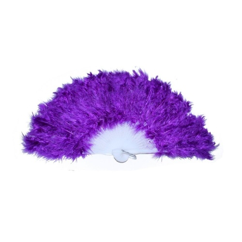 5 x Purple Feathered Fan, for Dance Groups, Theatre, Show Girls / Theming