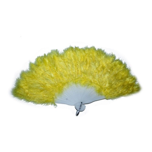 5 x Yellow Feathered Fan, for Dance Groups Theatre, Show Girls Theming