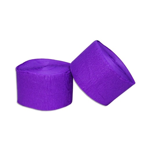 2x Purple Rolls of ASAH Party Crepe Paper Streamers 30m Long 4.5cm Wide