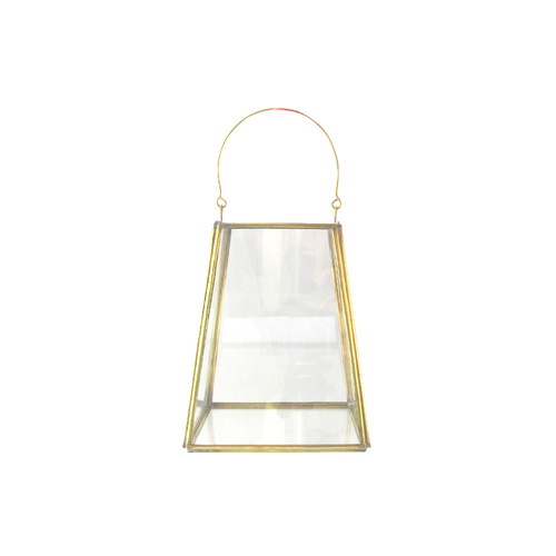 Glass Terrarium Rectangular Hanging Brass Frame 15cm x 12cm